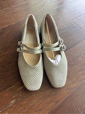 Dolce Vita Light Beige Perforated Mary Jane Flats
